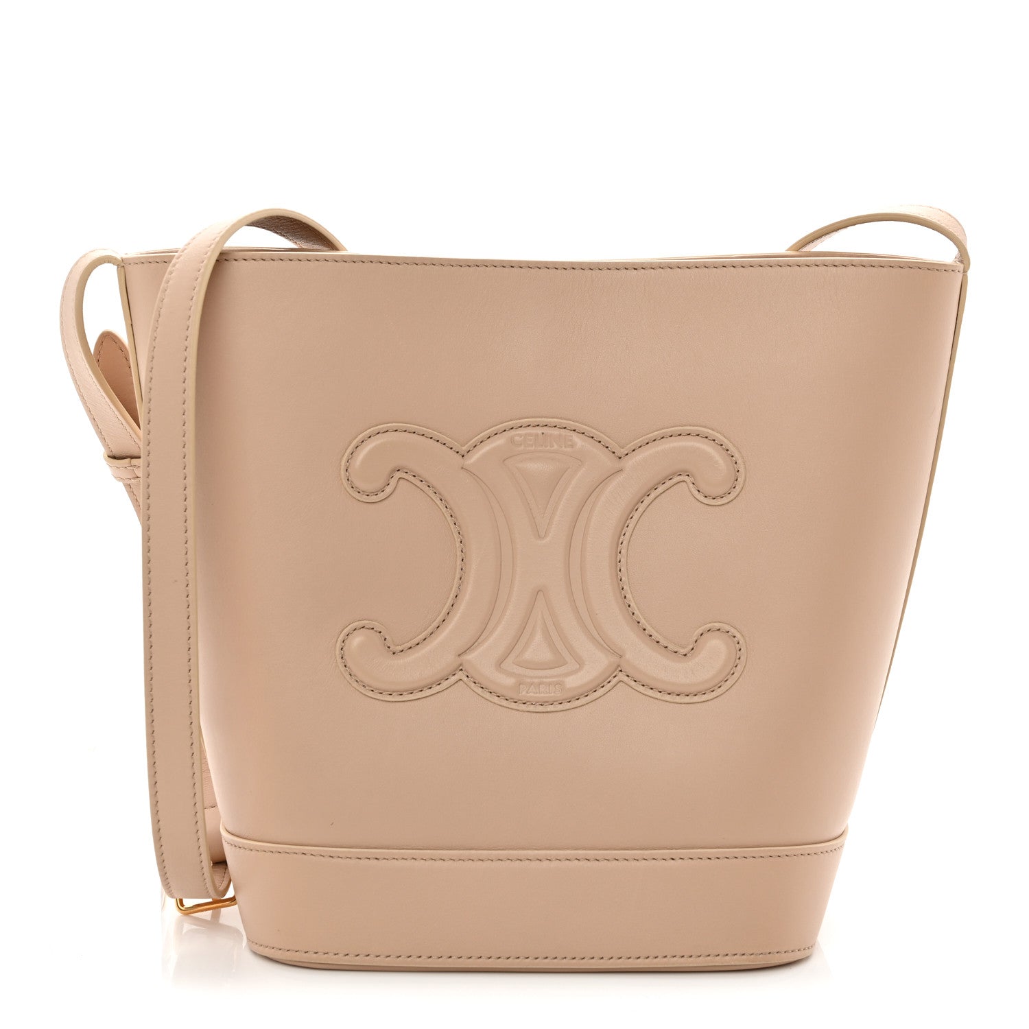 Celine Smooth Calfskin Small Cuir Triomphe Bucket Bag Nude 1 of 10