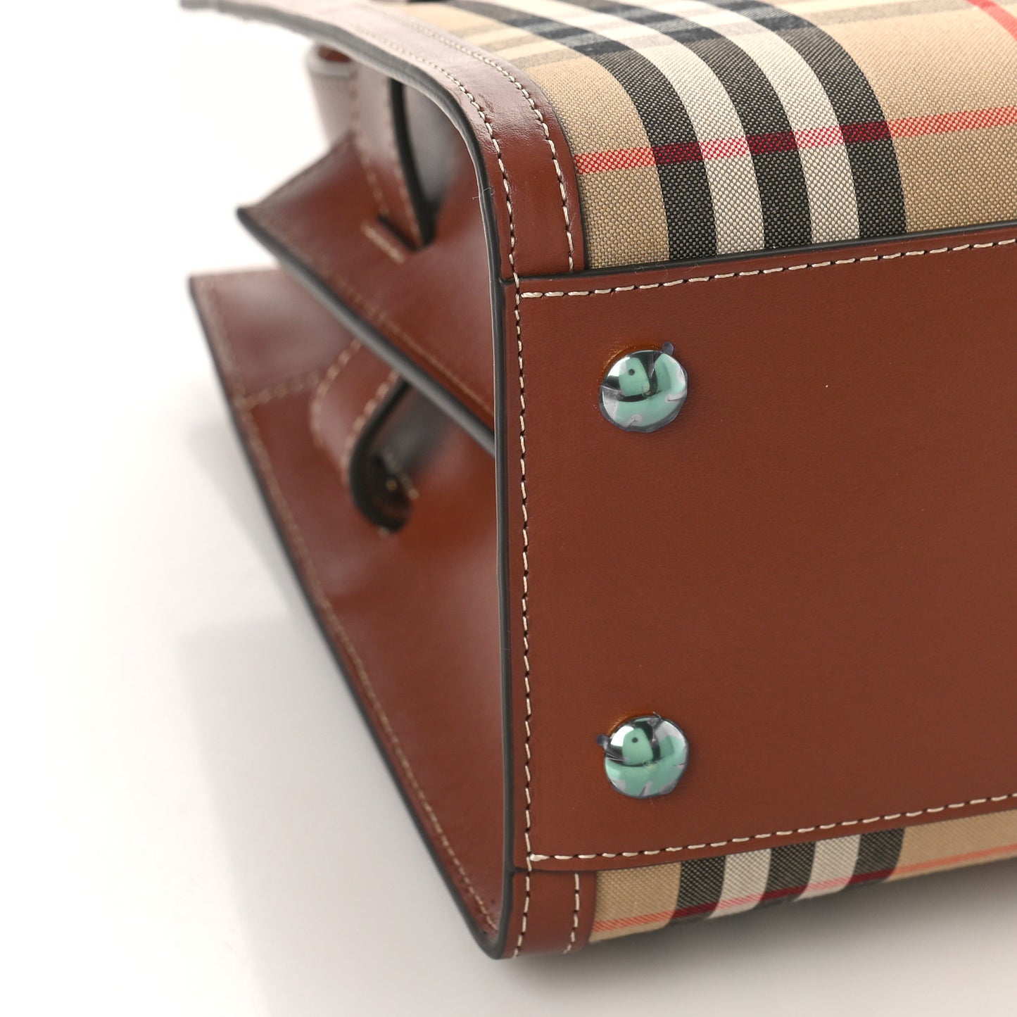 Calfskin Vintage Check Mini Two Handle Title Bag Archive Beige