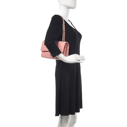 Chanel Caviar Chevron Quilted Medium Double Flap Pink 3 of 18