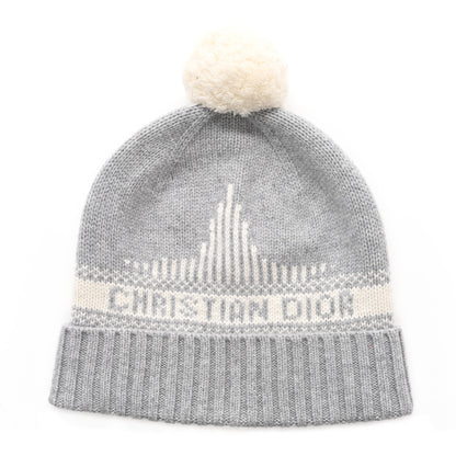 Christian Dior Cashmere Wool D-White Beanie Grey White 1 of 6