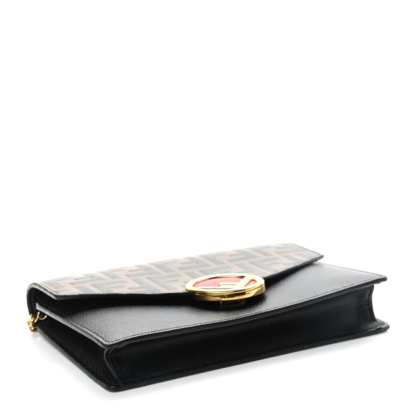 Vitello Cruise F is Fendi Bi-Color FF 1974 Embossed Medium Envelope Wallet On Chain Black Maya