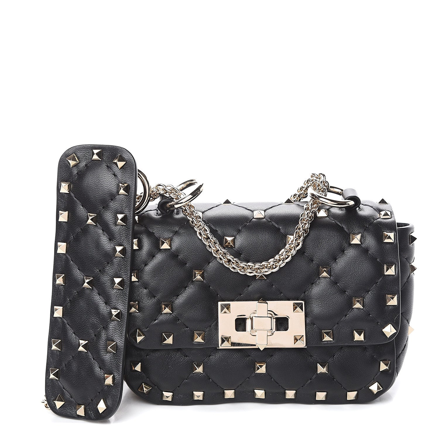 Valentino Garavani Nappa Micro Rockstud Spike Shoulder Bag Black 1 of 7