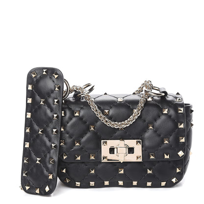 Valentino Garavani Nappa Micro Rockstud Spike Shoulder Bag Black 1 of 7