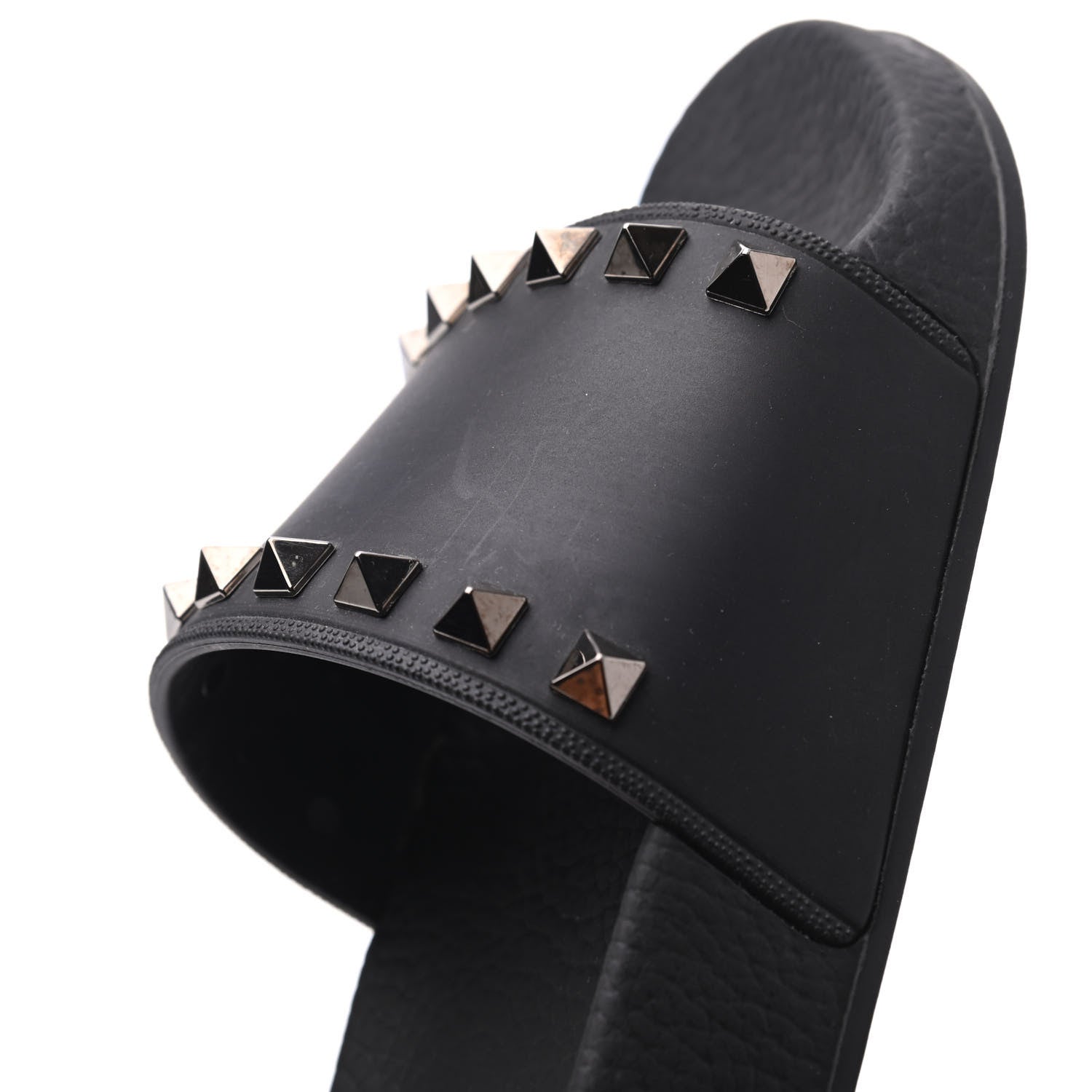 Valentino Garavani Rubber Rockstud Slide Sandals 38 Black 10 of 10