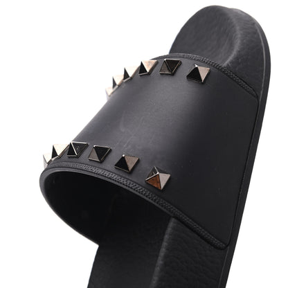 Valentino Garavani Rubber Rockstud Slide Sandals 38 Black 10 of 10
