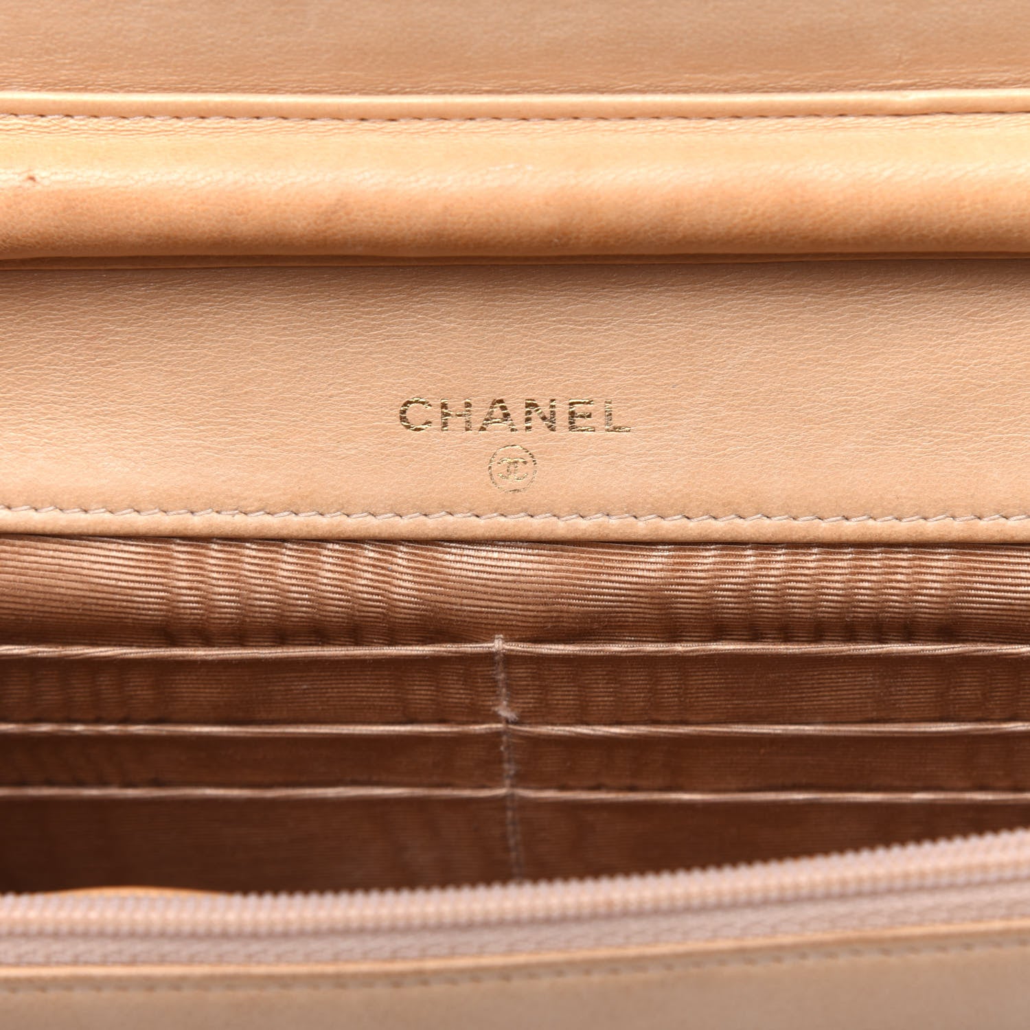 Chanel Caviar Timeless CC Wallet on Chain WOC Beige 6 of 22