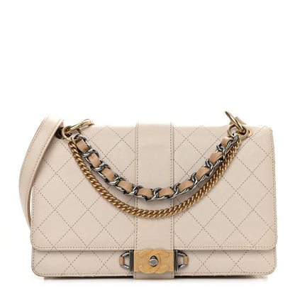 Chanel Calfskin Stitched Flap White 1 of 15