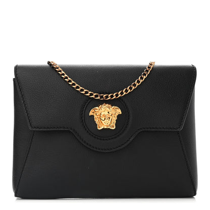 Versace Grained Calfskin La Medusa Chain Crossbody Bag Black 1 of 10