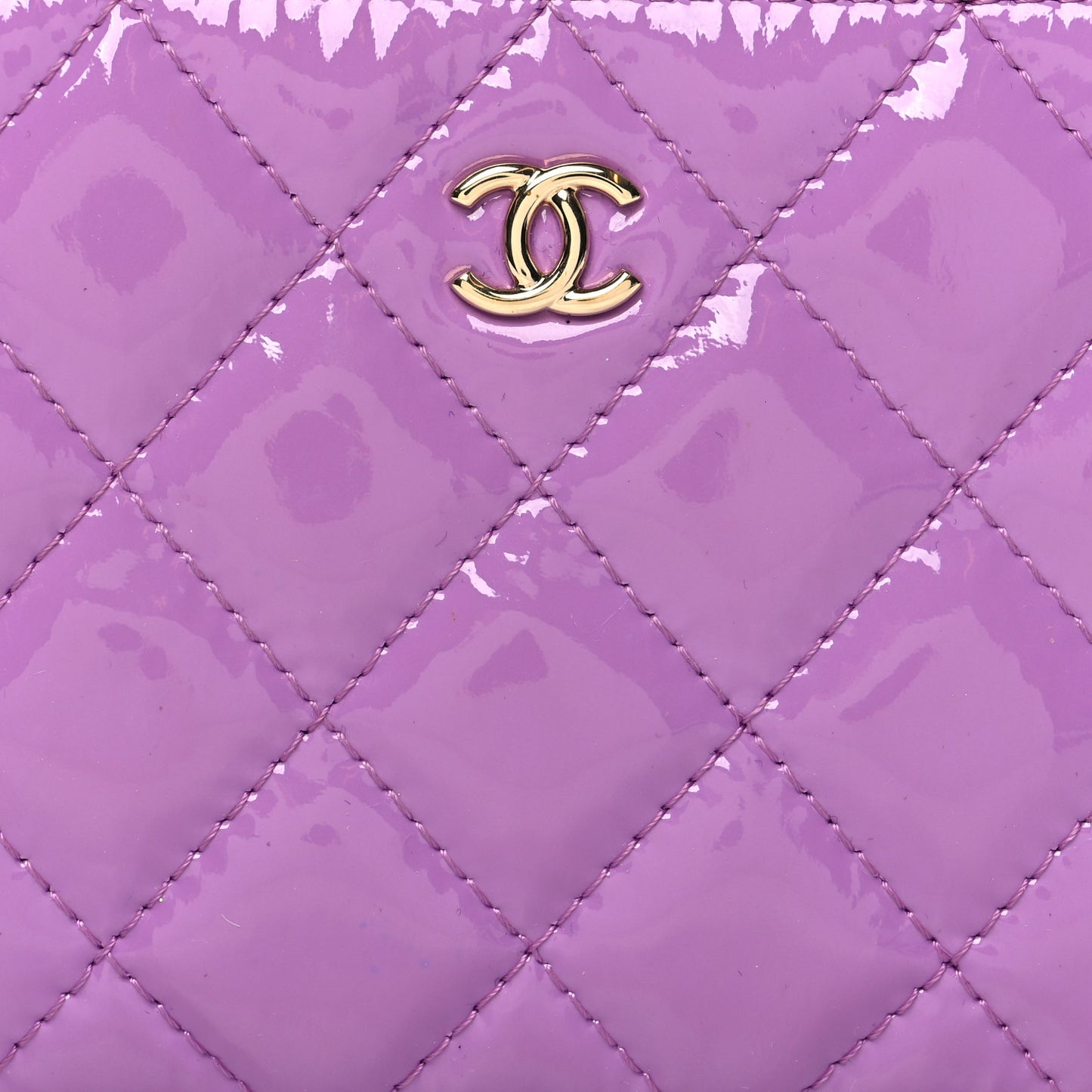 Patent Quilted Small Cosmetic Case Purple