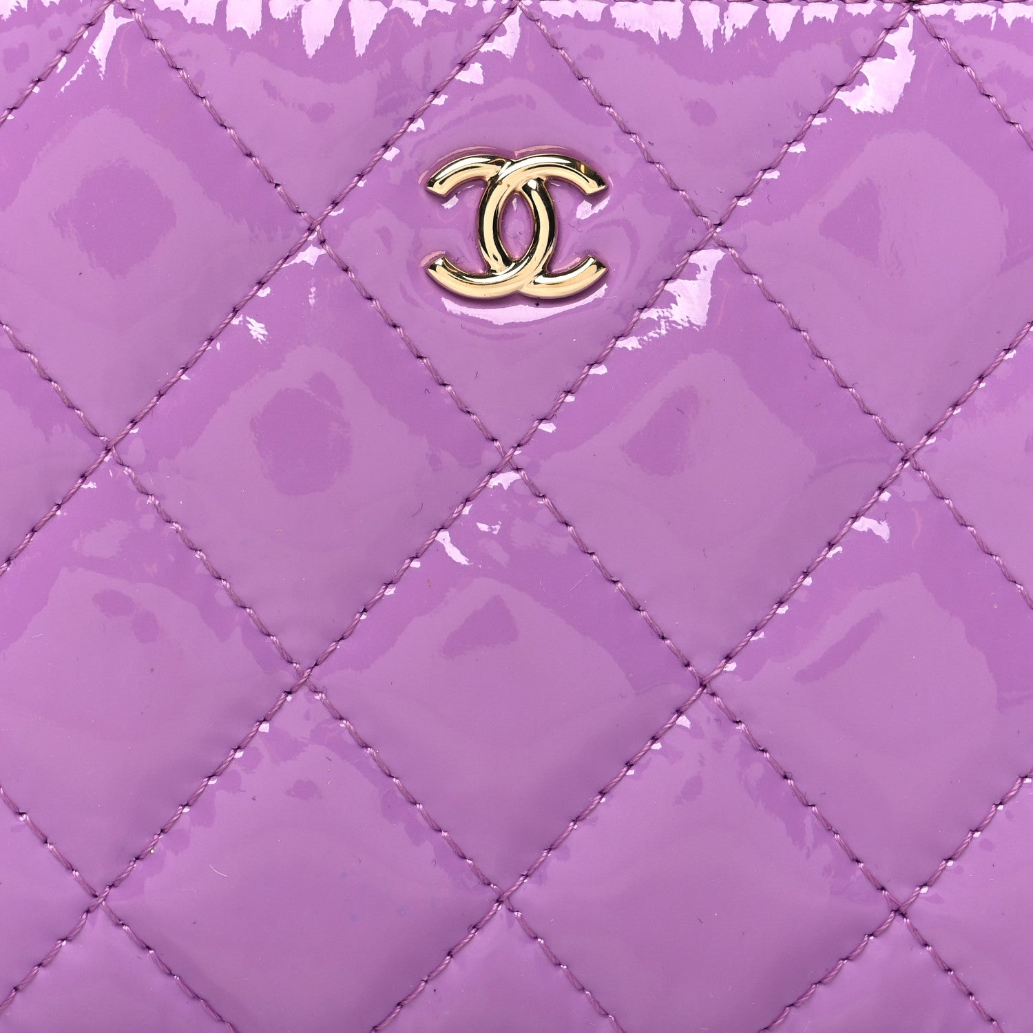 Chanel Patent Quilted Small Cosmetic Case Purple 8 of 9