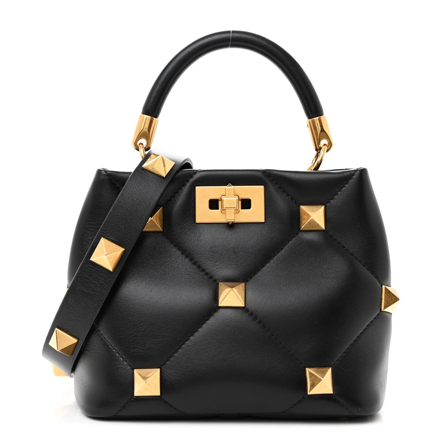 Nappa Small Roman Stud The Handle Bag Black