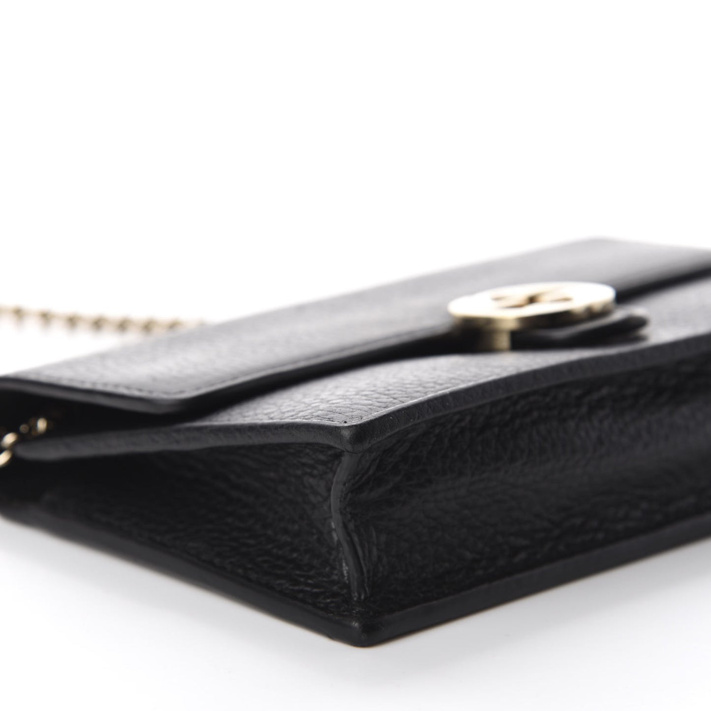 Dollar Calfskin Interlocking G Chain Wallet Black