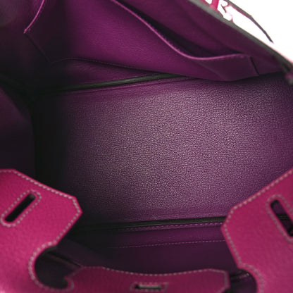 Hermes Chevre de Coromandel Horseshoe Birkin 30 Rose Pourpre Anemone 5 of 11