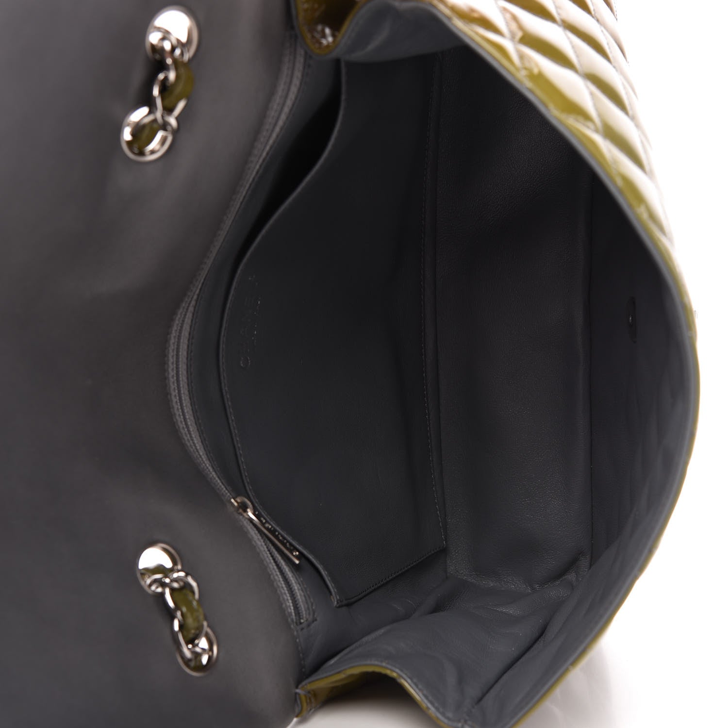 Chanel Patent Quilted Jumbo Single Flap Grey 5 of 10