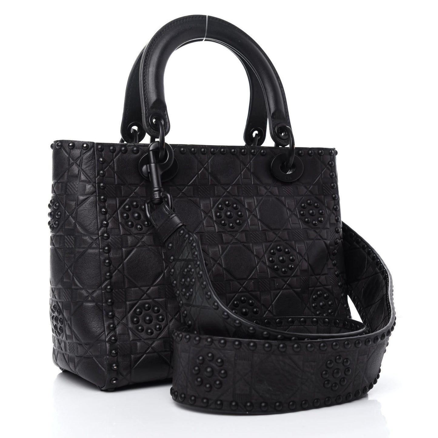 Lambskin Studded Matte Cannage Medium Lady Dior So Black