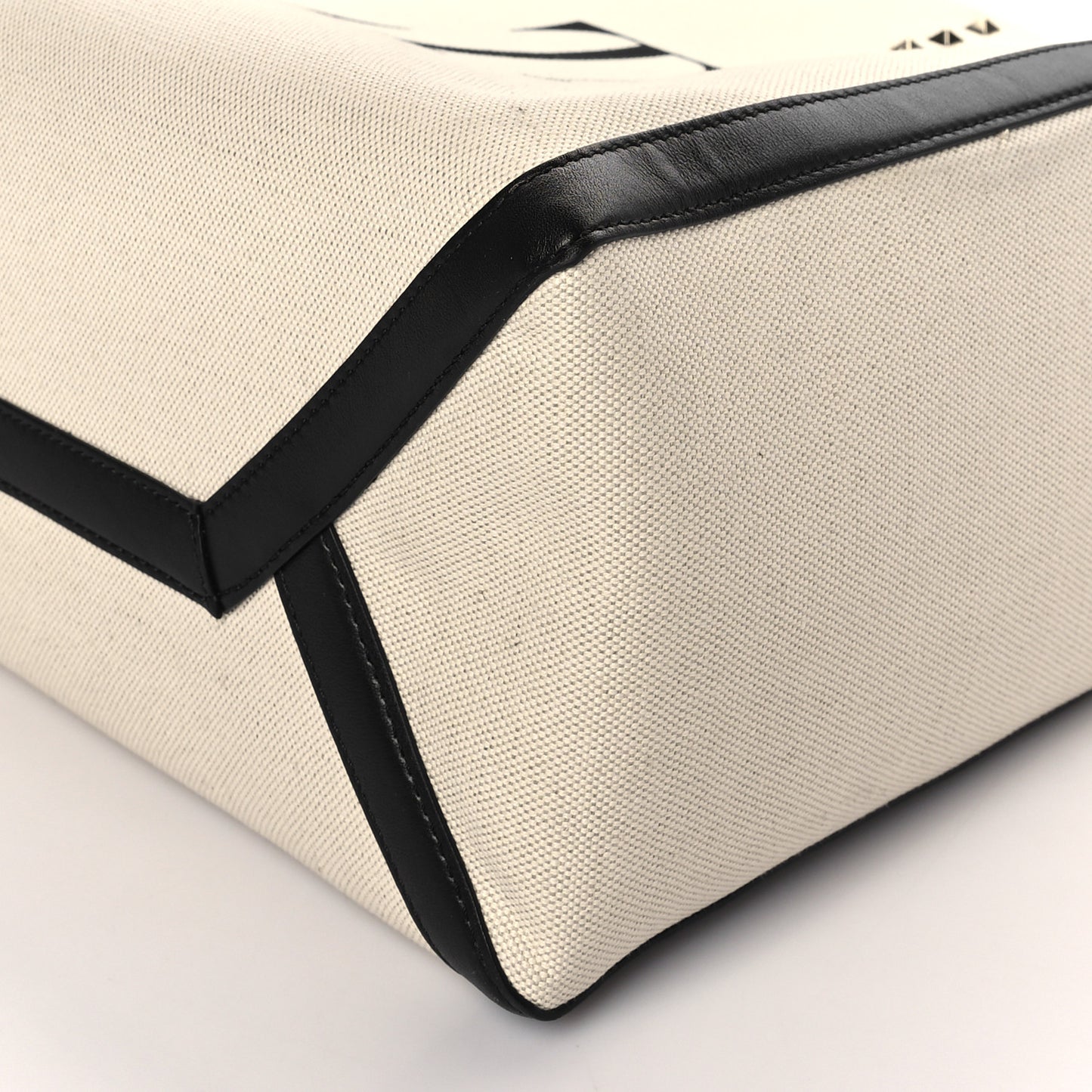 Canvas Calfskin VLTN Print Small Rockstud Tote Naturale Black