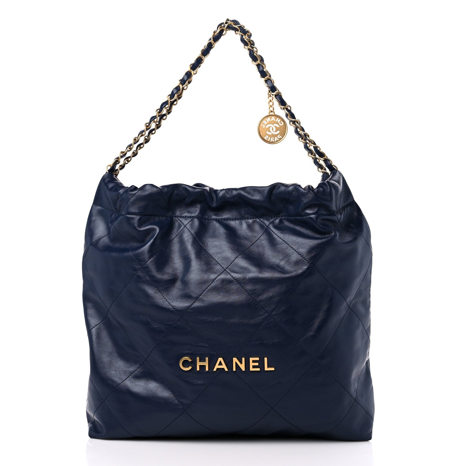 Chanel Shiny Calfskin Quilted Chanel 22 Navy Blue 3 of 11