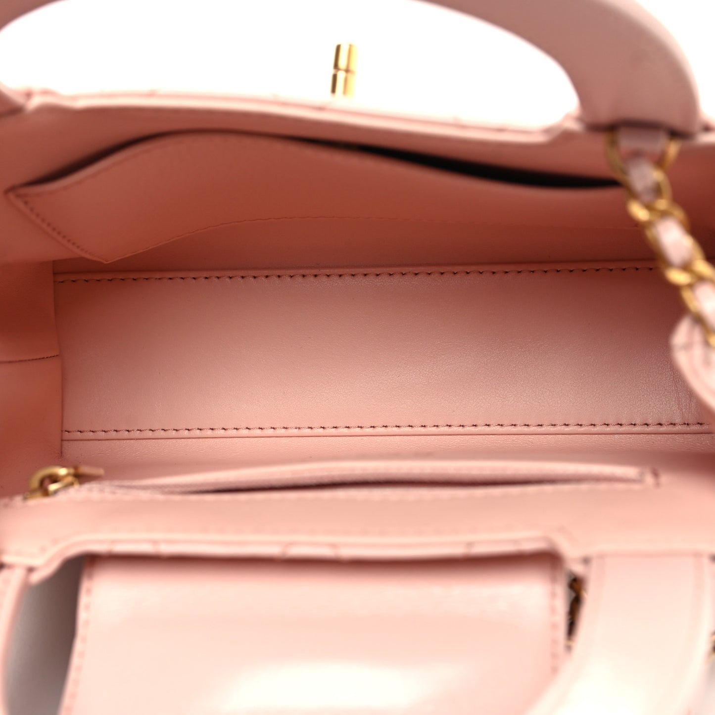 Shiny Aged Calfskin Quilted Nano Kelly Shopper Light Pink