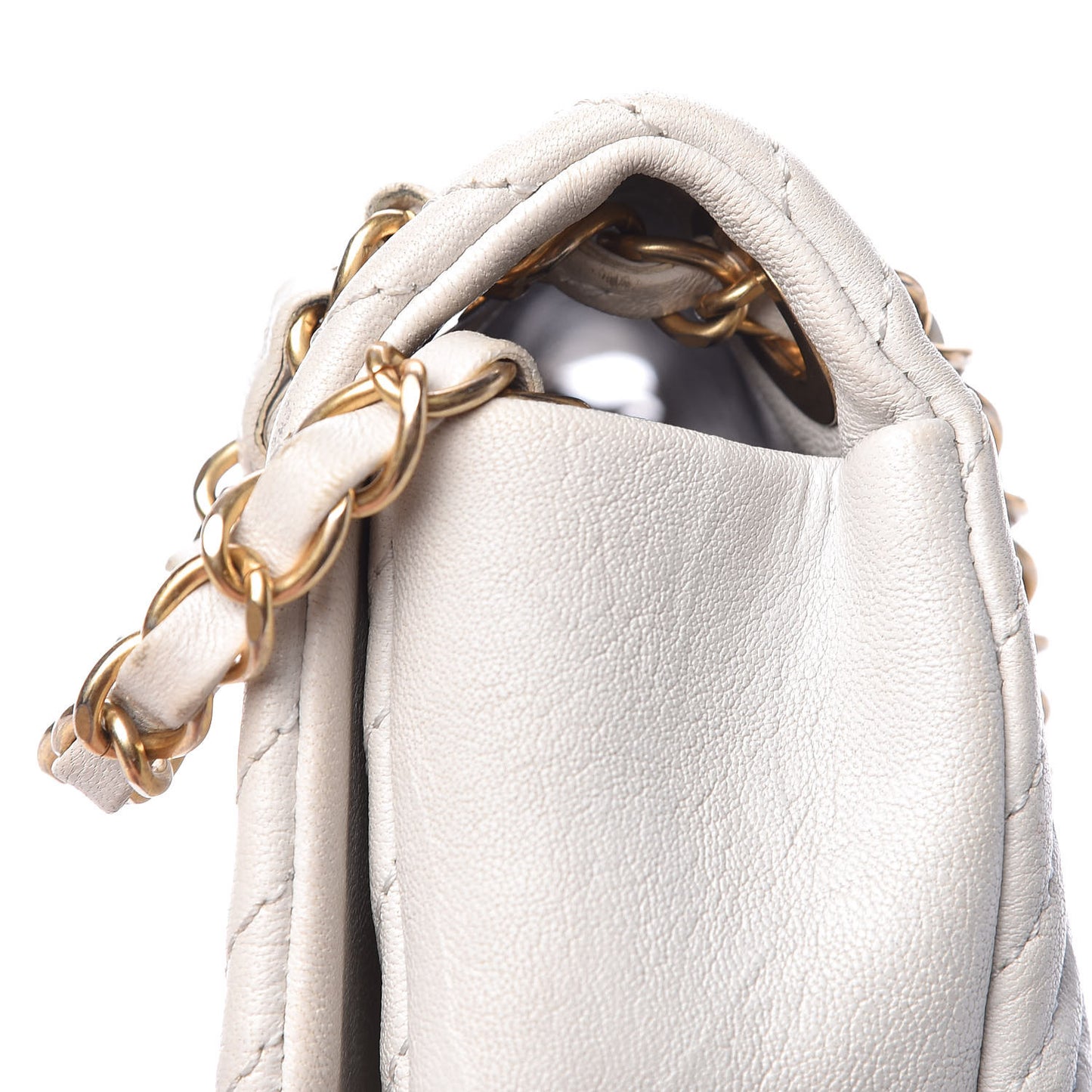 Calfskin Surpique Chevron Medium Flap White