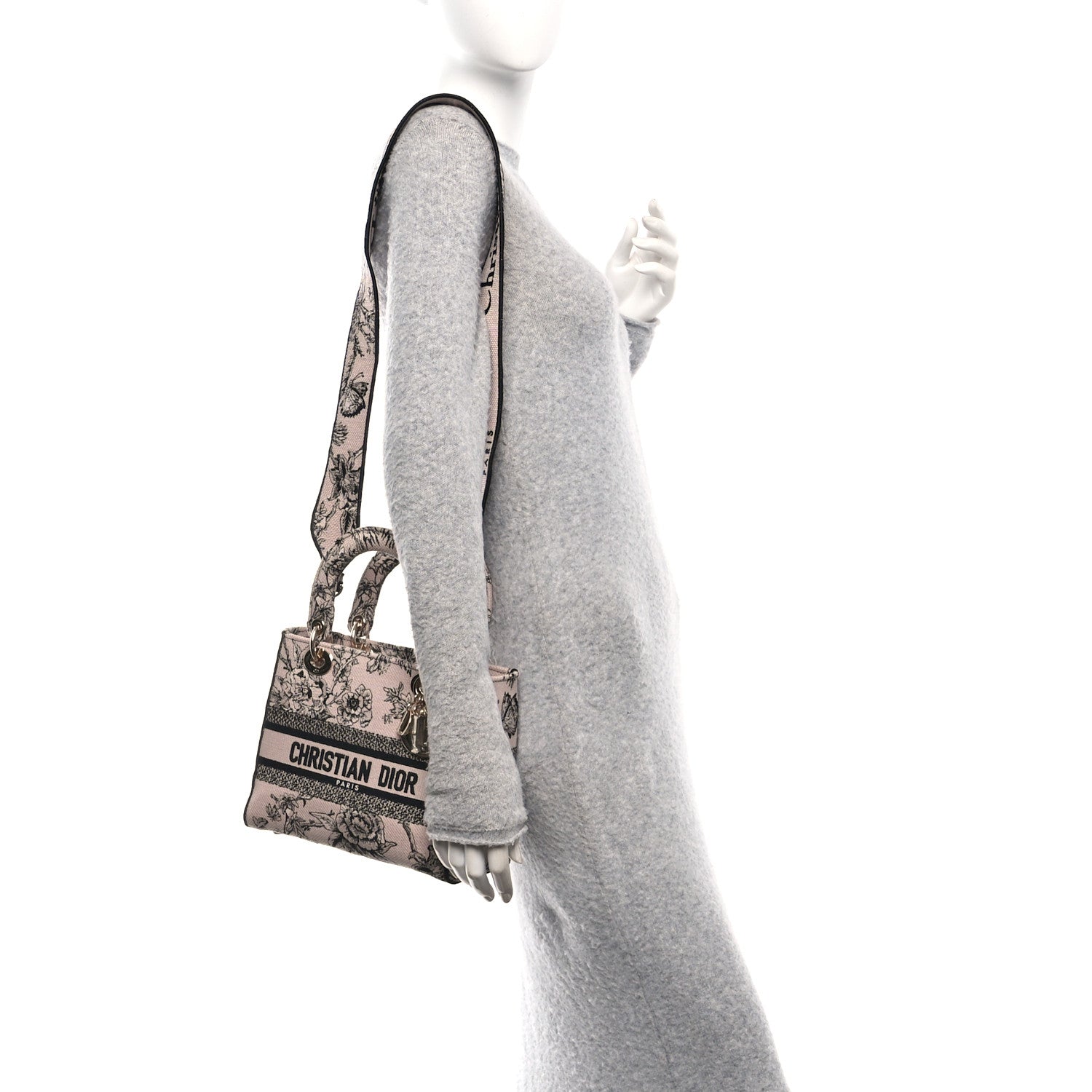 Christian Dior Canvas Embroidered Jardin Botanique Medium Lady D-Lite Light Pink Black 2 of 11