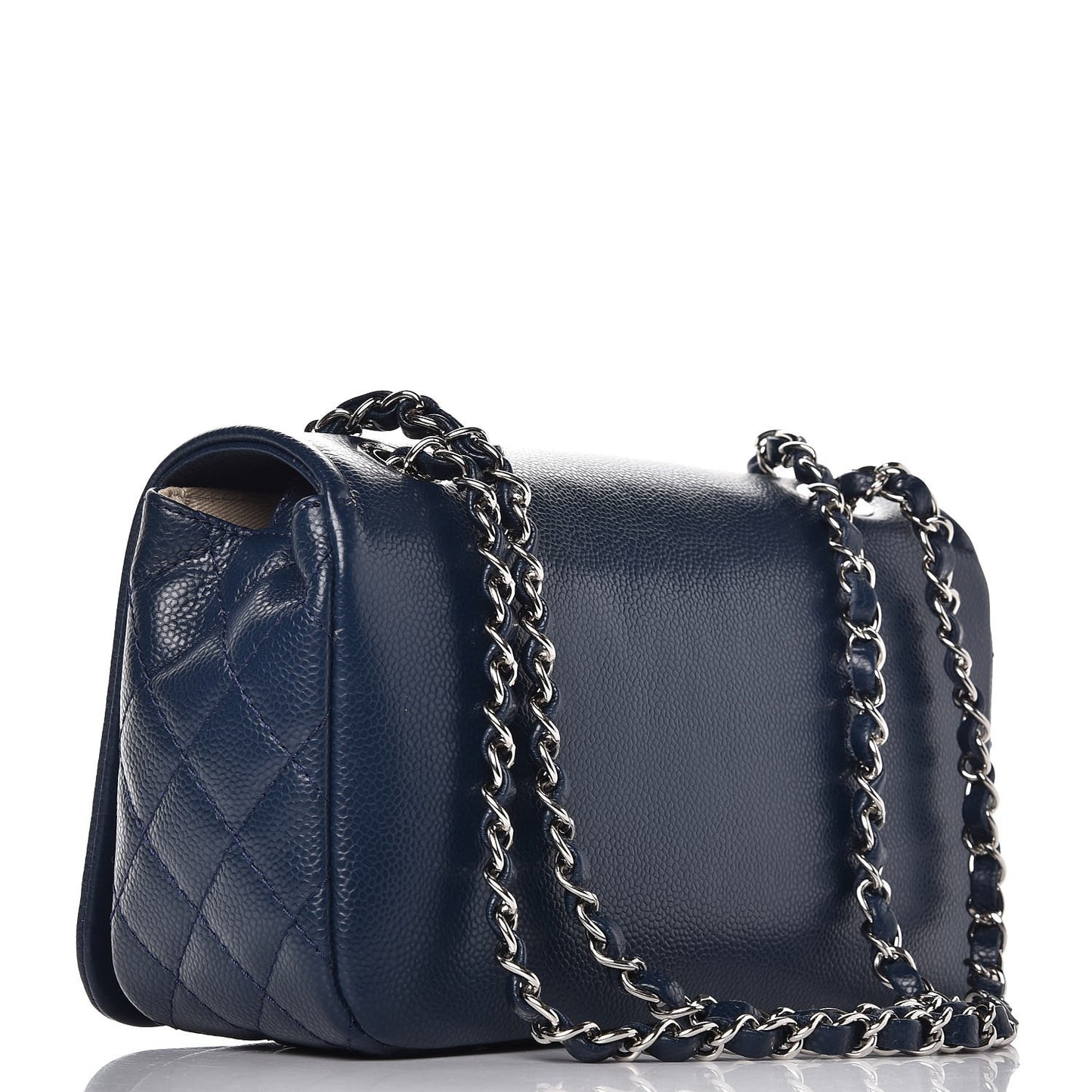 Caviar Medium Timeless CC Flap Navy Blue