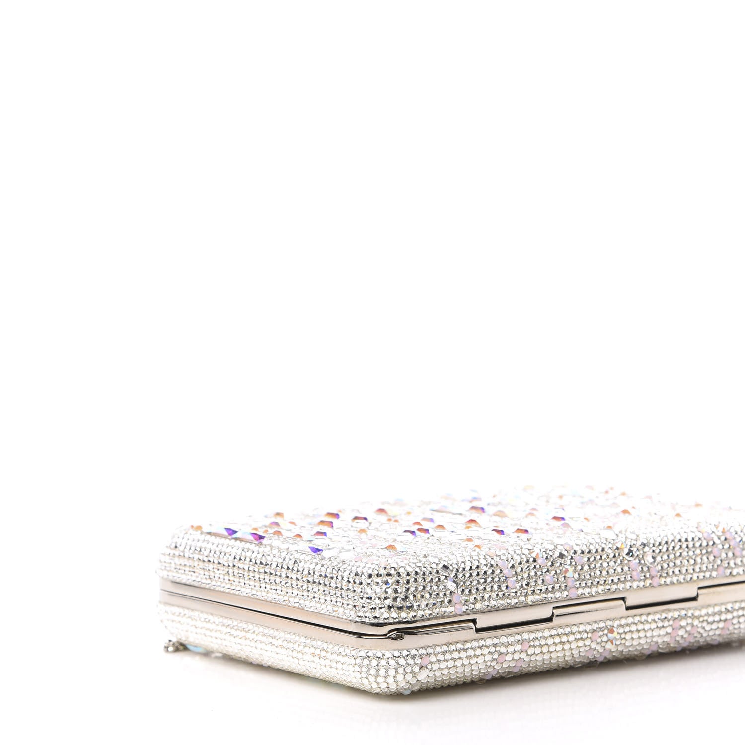 Judith Leiber Crystal Embellished Slim Slide Minaudiere Clutch Silver 6 of 12