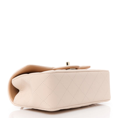 Chanel Lambskin Quilted Bi-Color Mini Top Handle Rectangular Flap Ecru Dark Beige 4 of 12