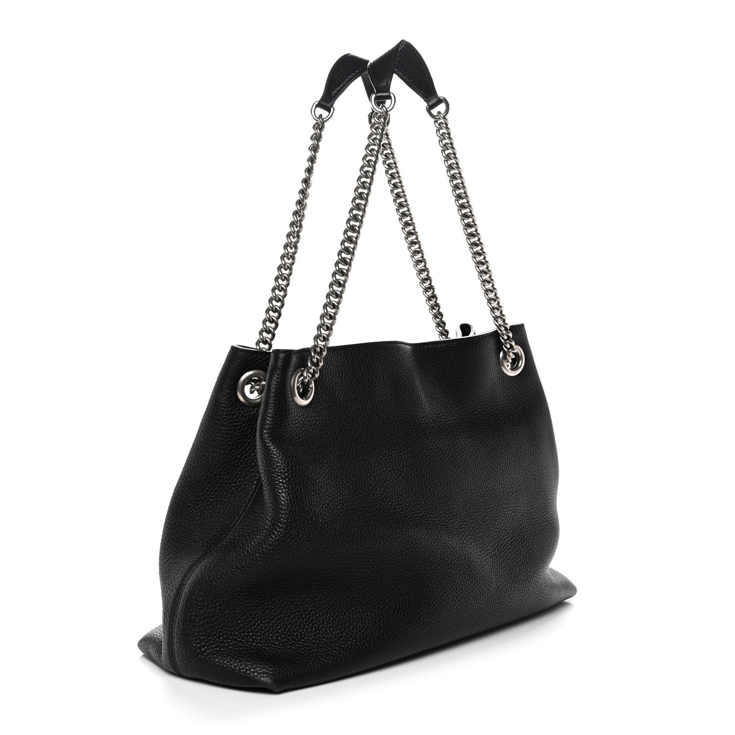 Gucci Pebbled Calfskin Studded Medium Soho Chain Shoulder Bag Black 3 of 13