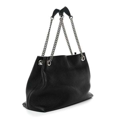 Gucci Pebbled Calfskin Studded Medium Soho Chain Shoulder Bag Black 3 of 13