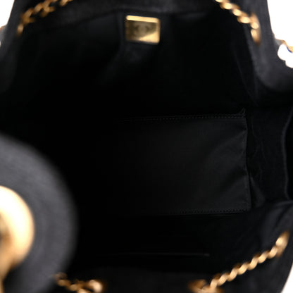 Chanel Washed Denim Quilted Small Chanel 25 Handbag Black 5 of 10