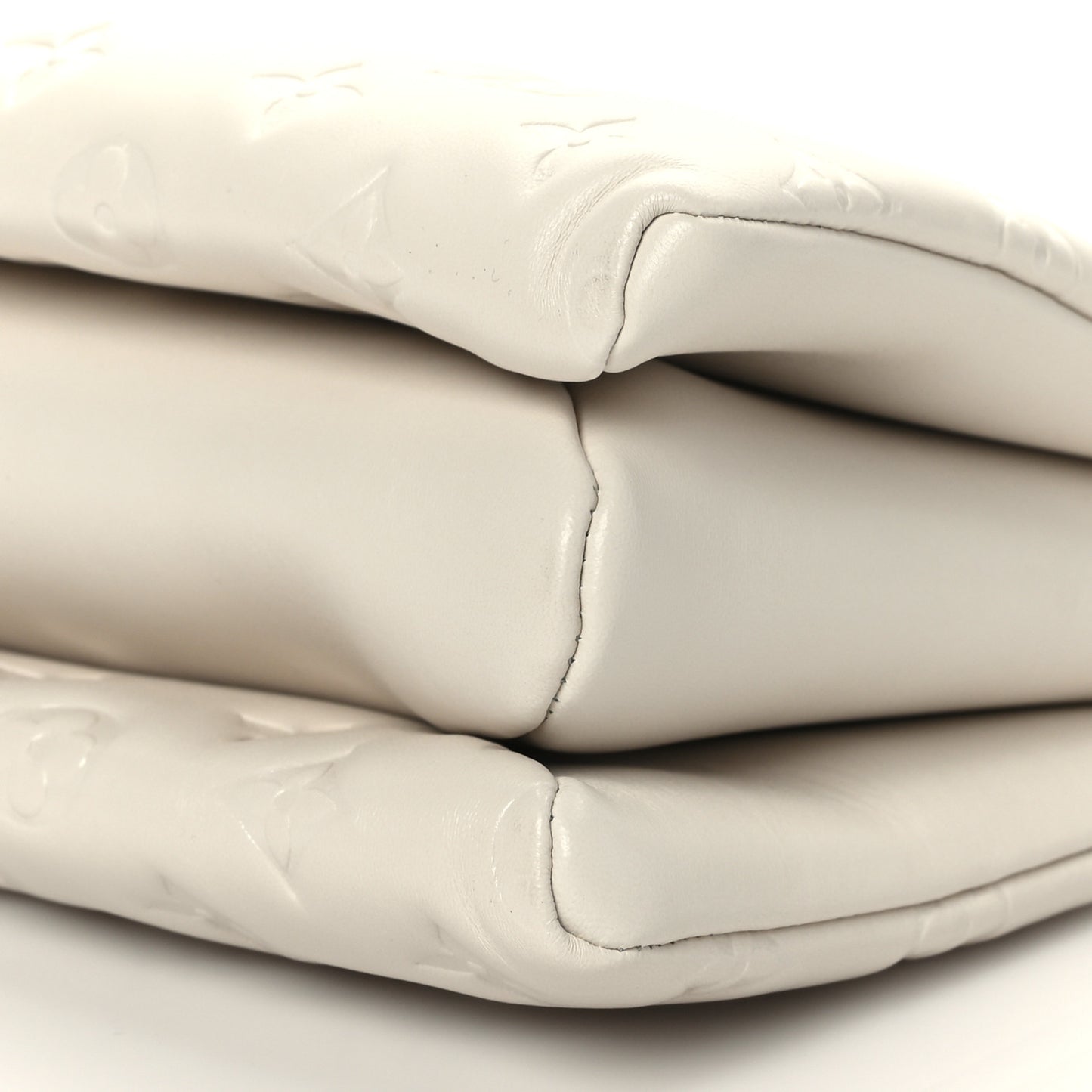 Lambskin Embossed Monogram Coussin PM Beige Cream