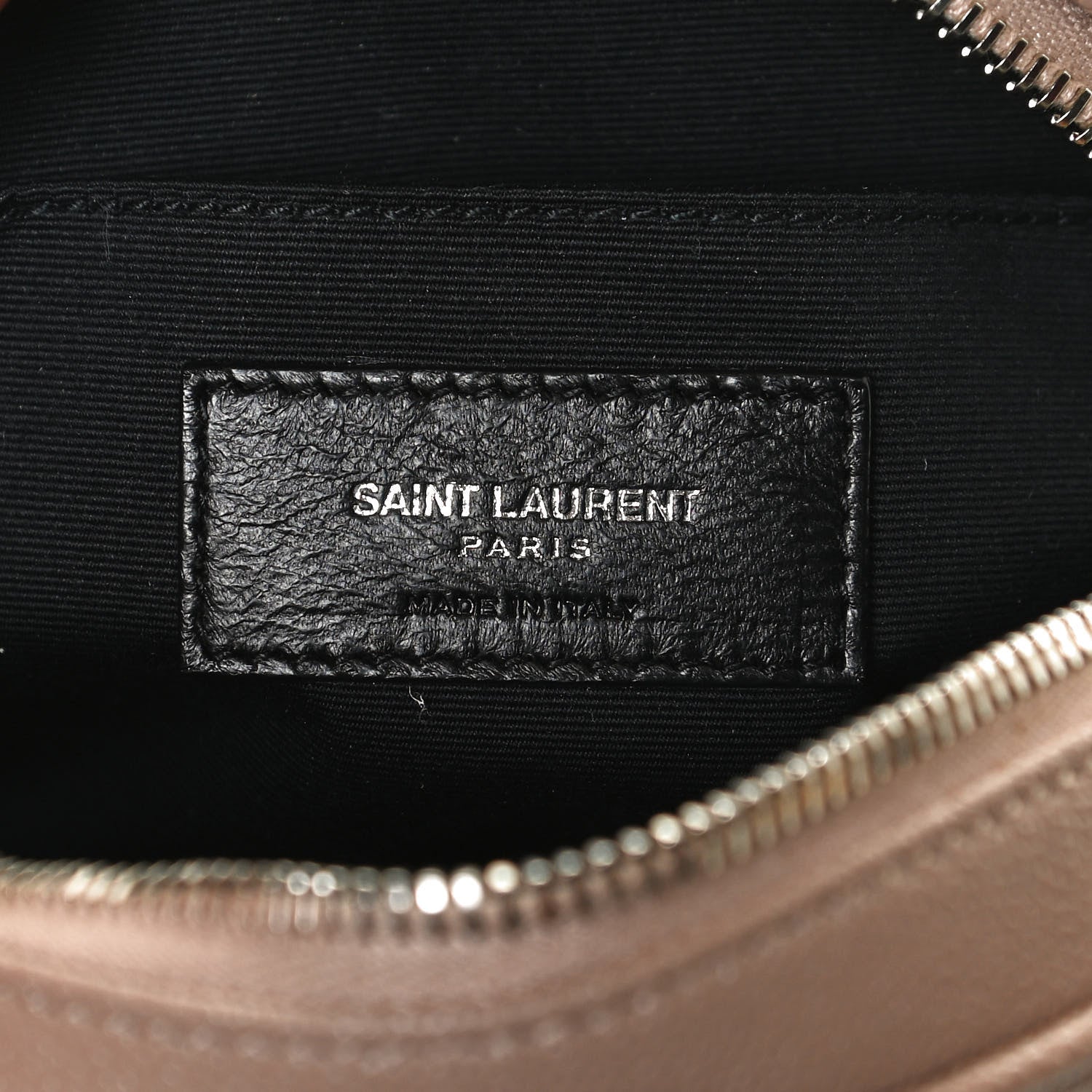 Saint Laurent Grain De Poudre Matelasse Chevron Quilted Round Vinyle Camera Bag Gold Sand 6 of 10