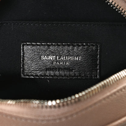 Saint Laurent Grain De Poudre Matelasse Chevron Quilted Round Vinyle Camera Bag Gold Sand 6 of 10