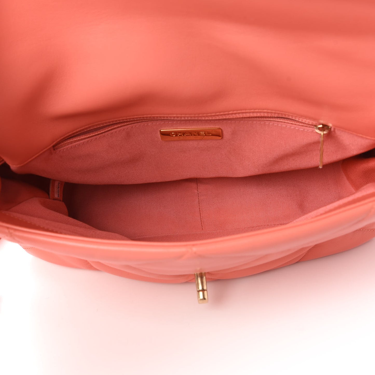 Goatskin Quilted Large Chanel 19 Flap Coral