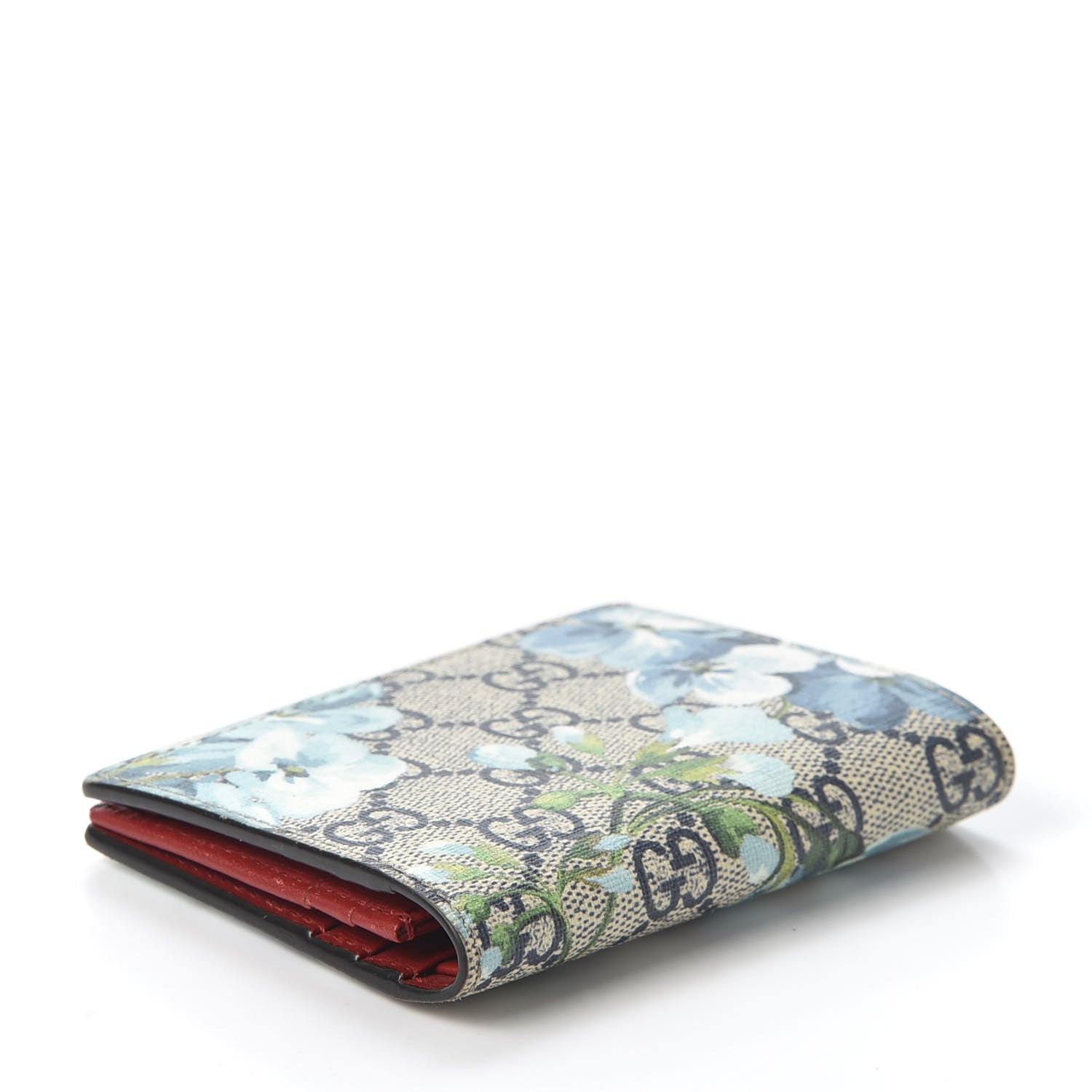 Gucci GG Supreme Monogram Blooms Card Case Beige Blue Navy Hibiscus Red 3 of 8