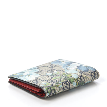 Gucci GG Supreme Monogram Blooms Card Case Beige Blue Navy Hibiscus Red 3 of 8