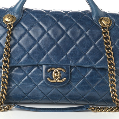 Chanel Glazed Calfskin Castle Rock Medium Flap Blue 8 of 10