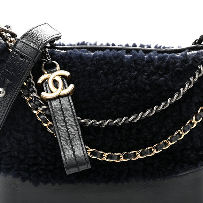 Chanel Shearling Small Gabrielle Hobo Navy 8 of 10
