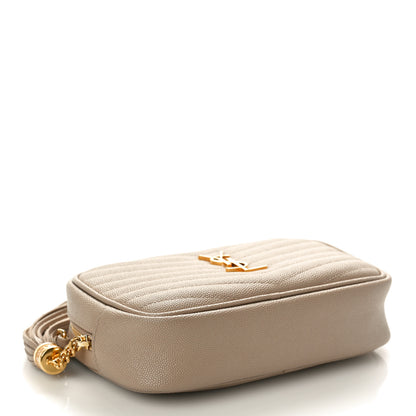 Saint Laurent Grain De Poudre Matelasse Monogram Mini Lou Camera Bag Dark Beige 4 of 10