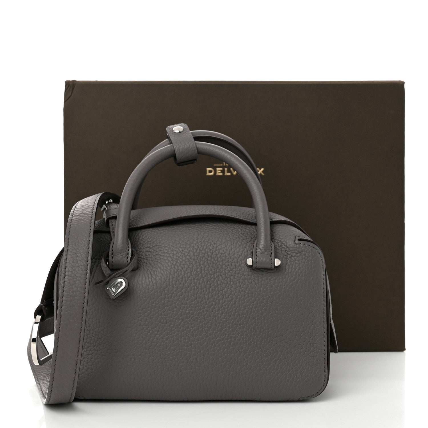 Delvaux Taurillon Soft Mini Cool Box Satchel Stone 11 of 11