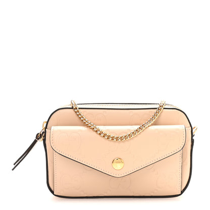 Gucci Calfskin GG Super Mini Debossed Chain Wallet Light Beige 1 of 10