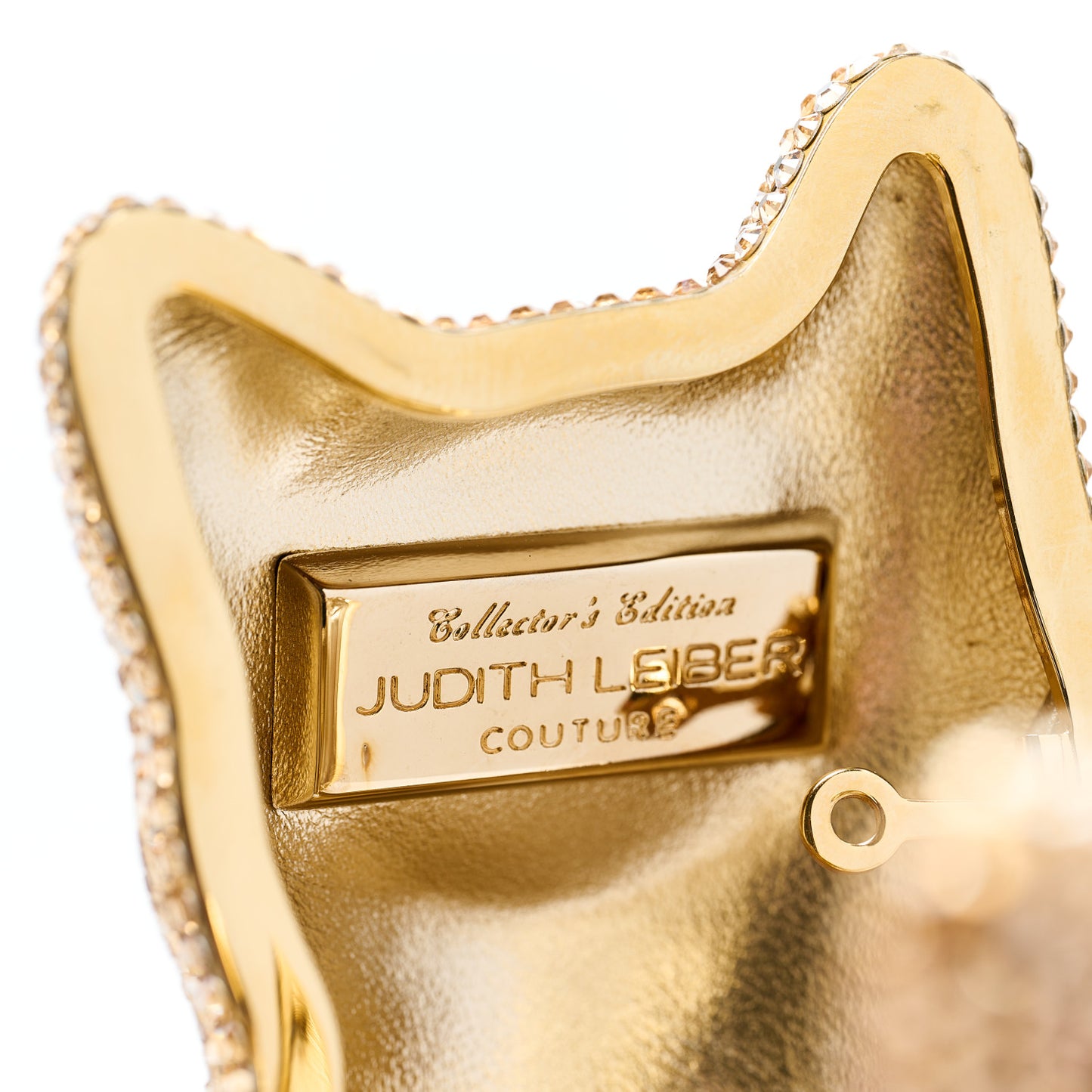 Swarovski Crystal Cat Minaudiere Clutch Gold