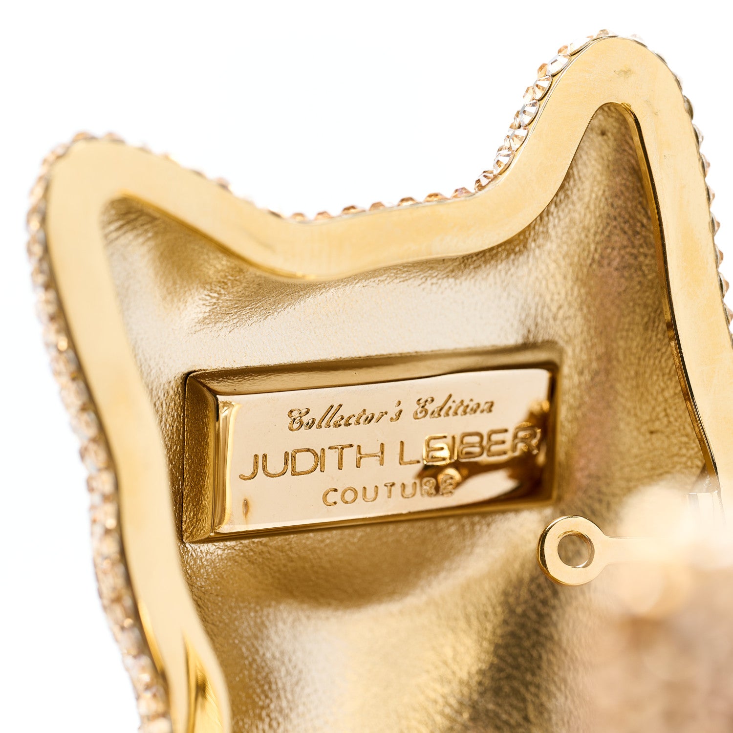 Judith Leiber Swarovski Crystal Cat Minaudiere Clutch Gold 8 of 13