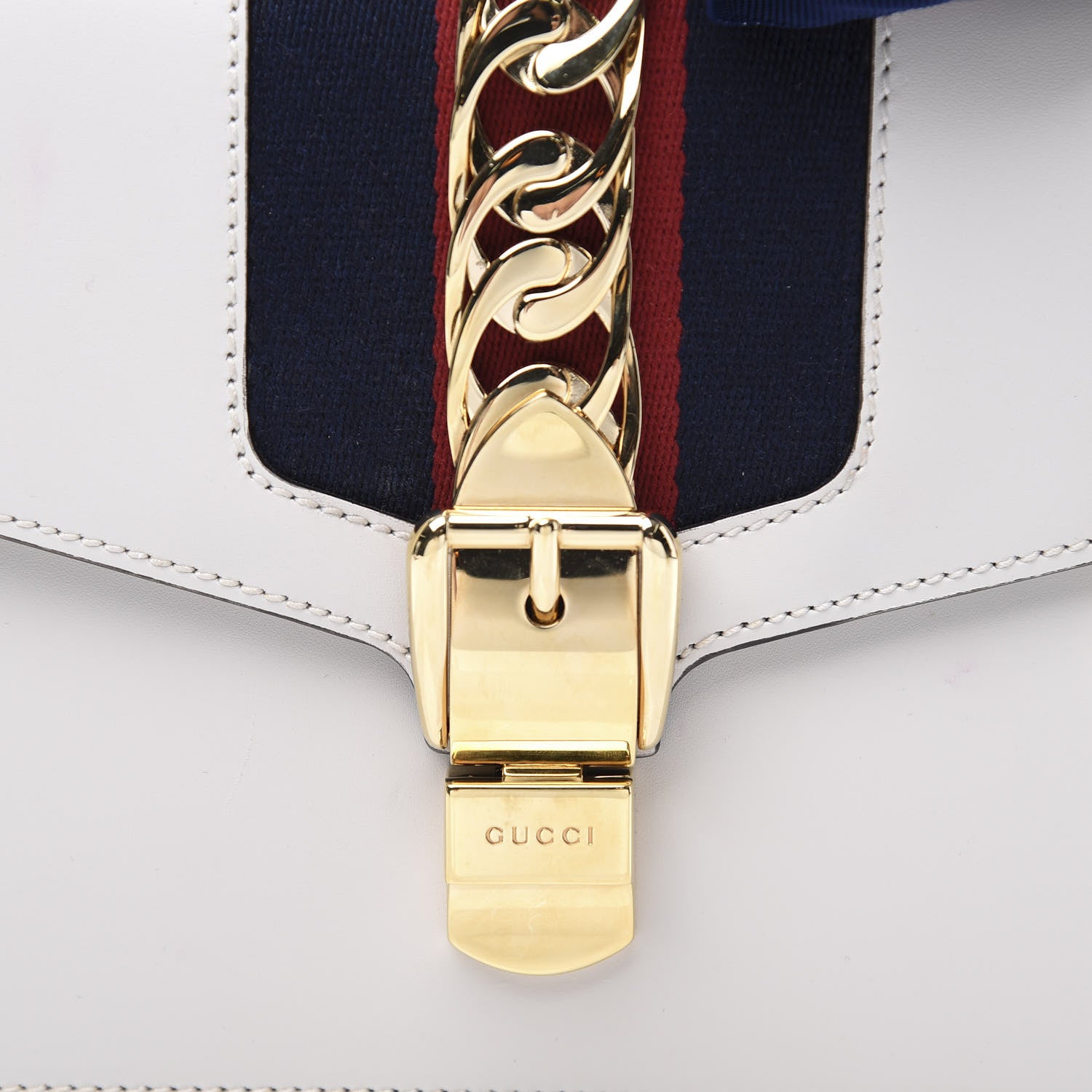 Gucci Calfskin Small Sylvie Shoulder Bag White 14 of 15