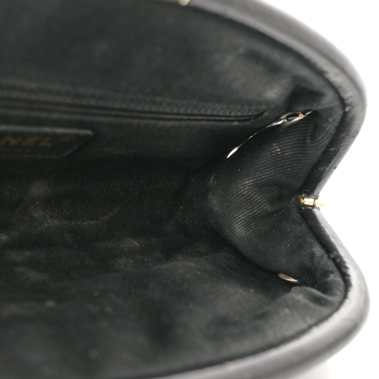 Chanel Calfskin Square Quilted Grommet Embellished Piercing Chic Clutch Black 13 of 15