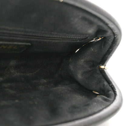 Chanel Calfskin Square Quilted Grommet Embellished Piercing Chic Clutch Black 13 of 15