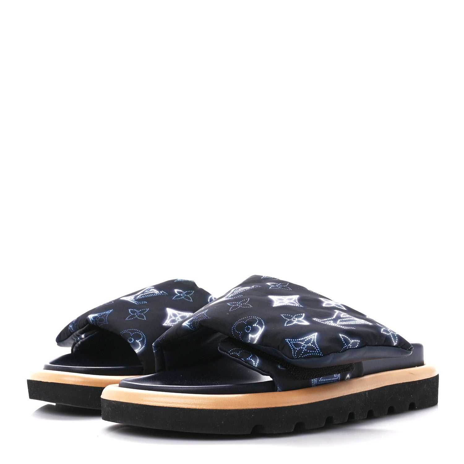 Louis Vuitton Nylon Monogram Womens Pool Pillow Comfort Mules 35 Navy Blue 3 of 9