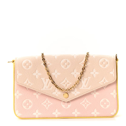Louis Vuitton Empreinte Spring in the City Felicie Pochette Chain Wallet Pink Beige Yellow 1 of 12