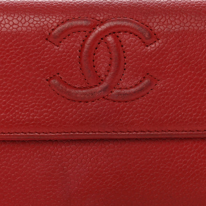 Chanel Caviar Timeless CC Large Gusset Flap Wallet Light Red 8 of 14