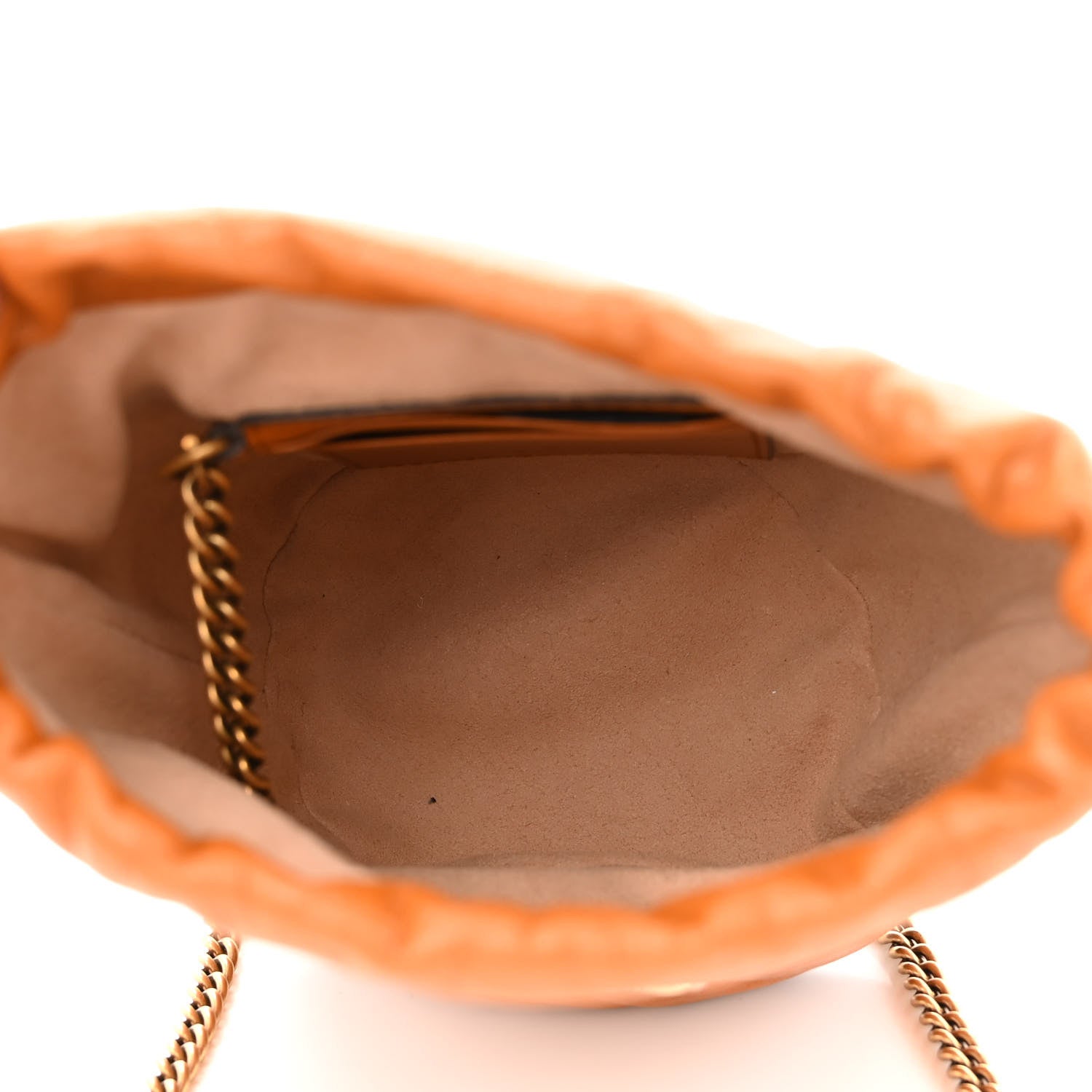 Gucci Vintage Effect Calfskin Matelasse Diagonal Mini Torchon GG Marmont 2.0 Bucket Bag Cognac 5 of 11